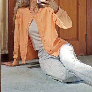 Pretty Coral 100% Cotton Cardigan by LANDS' END